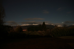 Night view from Blue Thistle Cottages