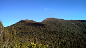 Mount Cargill in the distance with the radio tower.