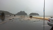 Kaiteriteri beach after exceptionally high tide and wind.