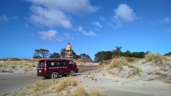 Eco tour van at Farewell spit lighthouse